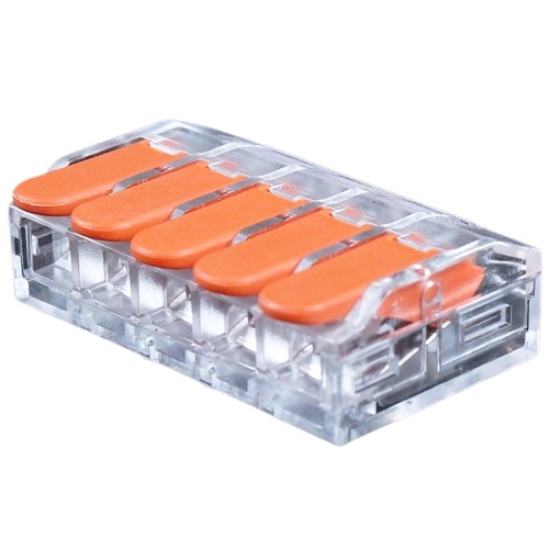 5-napainen vipuliitin johdoille, 0,5–6,0 mm², 40 A, 450 V, 20 kpl