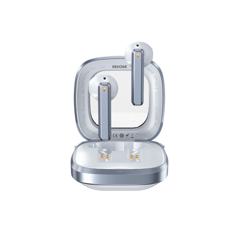 WEKOME VB09 Cyerin Series Bluetooth 5.3 TWS-nappikuulokkeet latauskotelolla, valkoiset