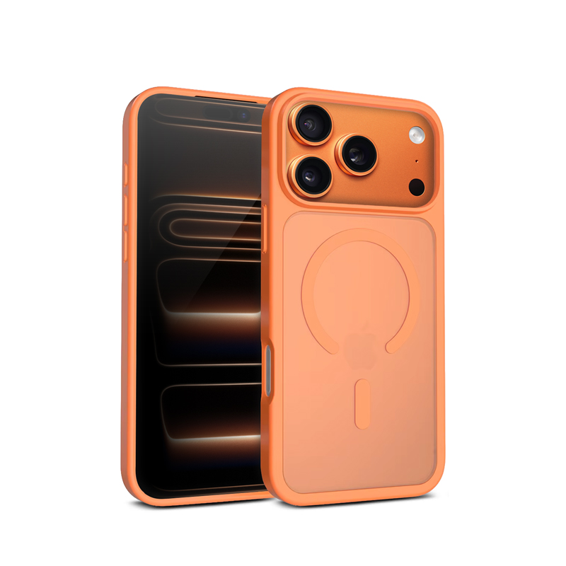 Crong Hybrid Matte Magnetic MagSafe suojakuori iPhone 17 Pro -laitteelle, oranssi