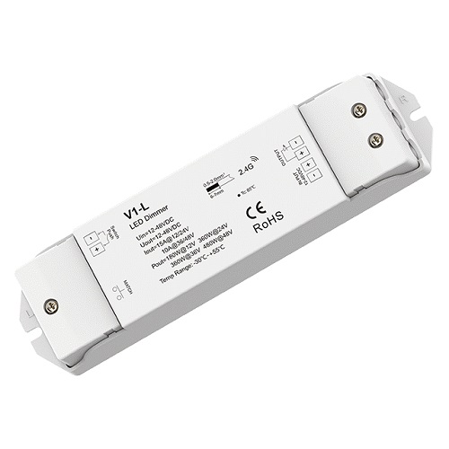 V1-L LED-ohjain, 12-48V, 1x15A, painohimmennimellä