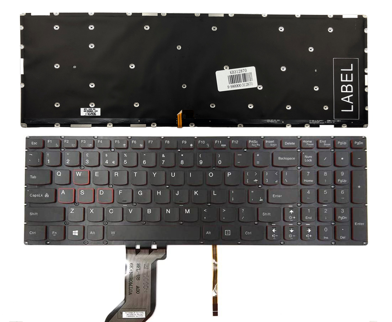 Näppäimistö Lenovo: Ideapad Y700, Y700-15ISK, Y700-17ISK with backlight