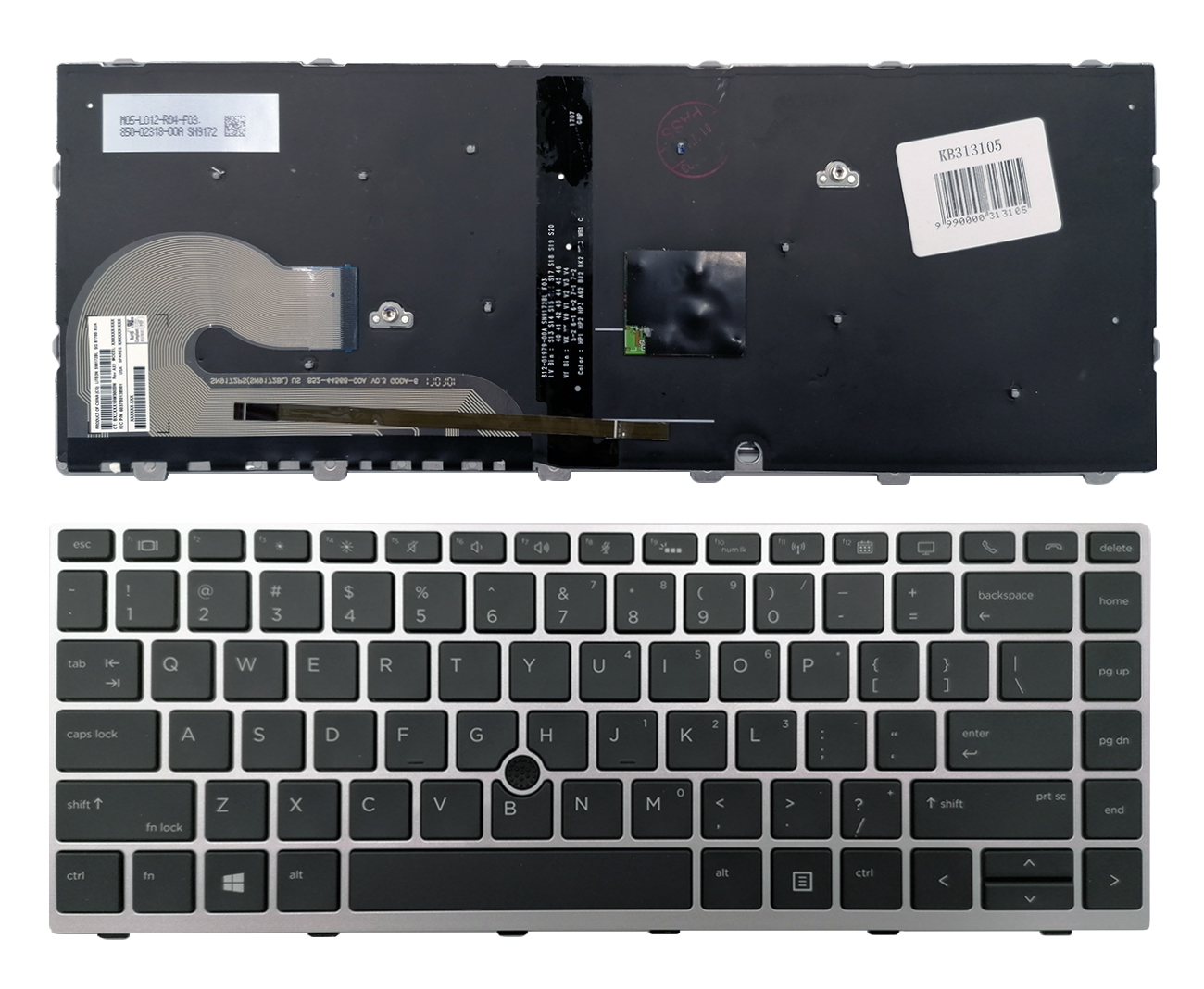 Näppäimistö HP: EliteBook 840 G5 846 G5 745 G5 (hopeanvärinen, taustavalolla)