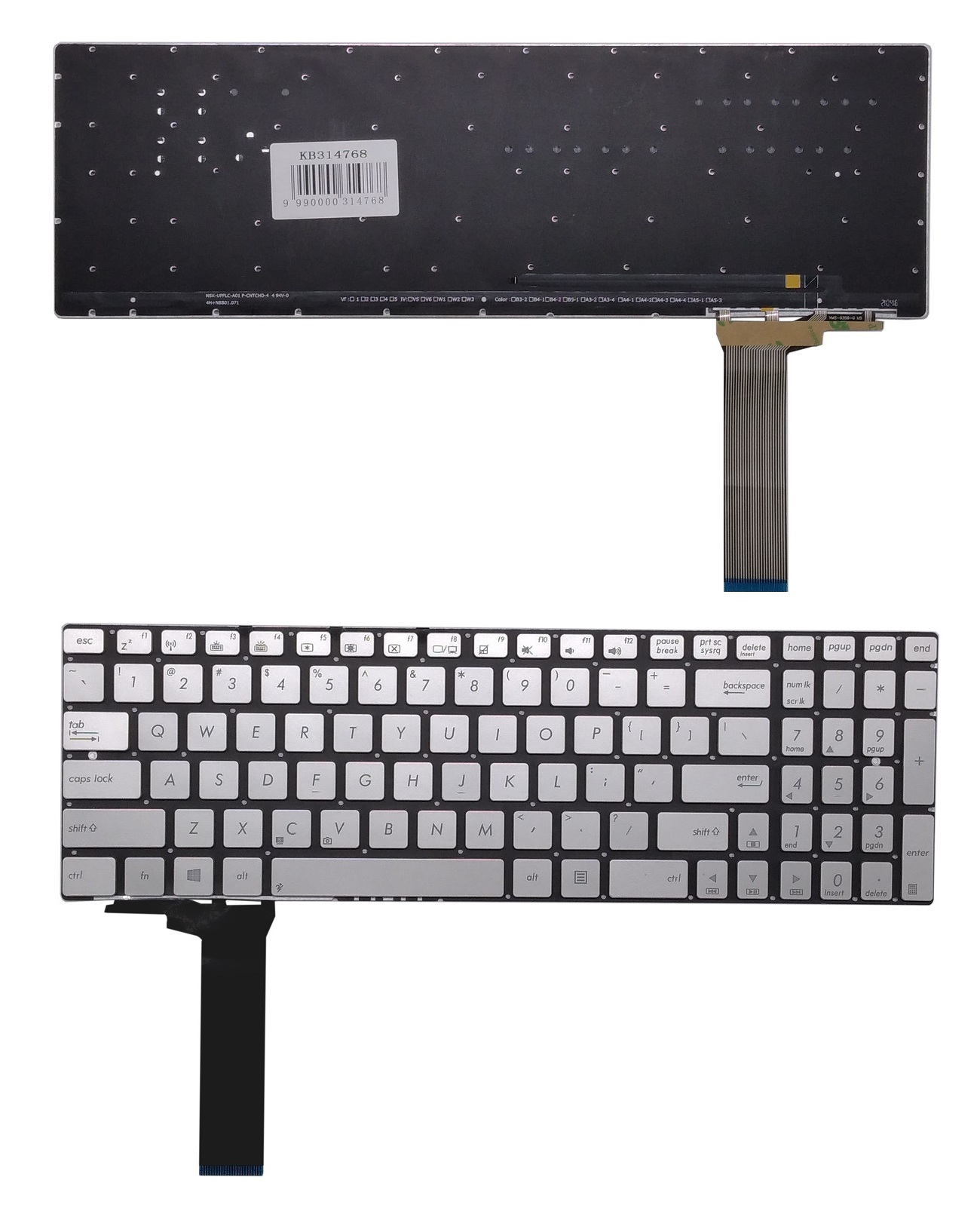 Näppäimistö ASUS N550J, US (silver)