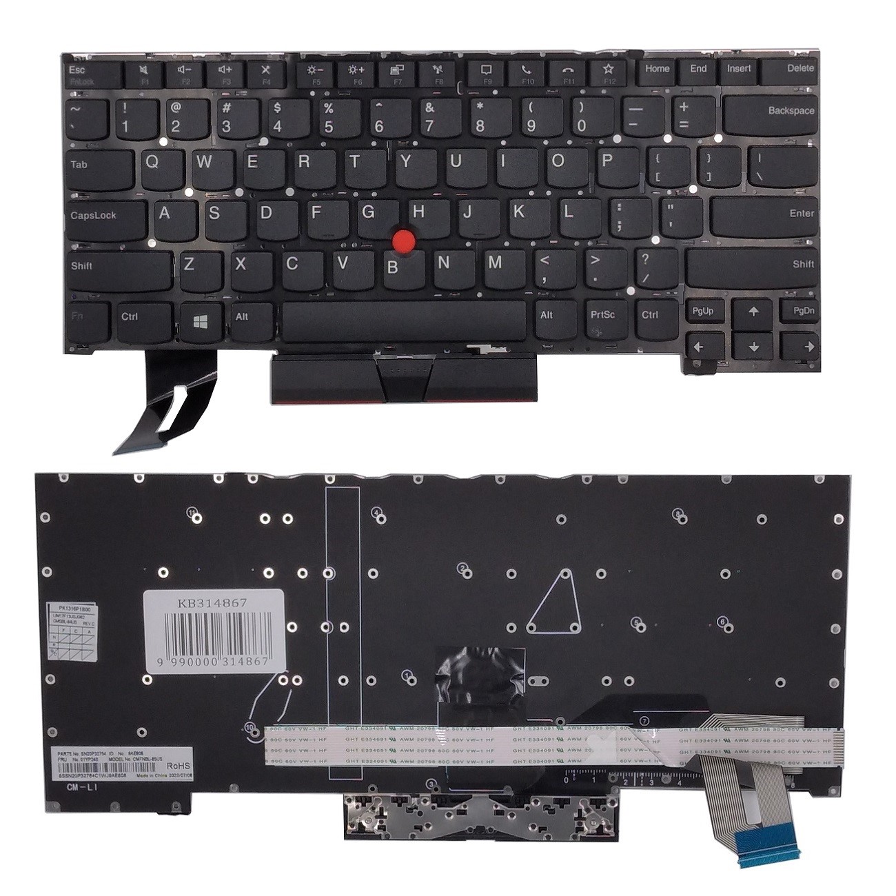 Näppäimistö LENOVO ThinkPad T14s, with trackpoint, US