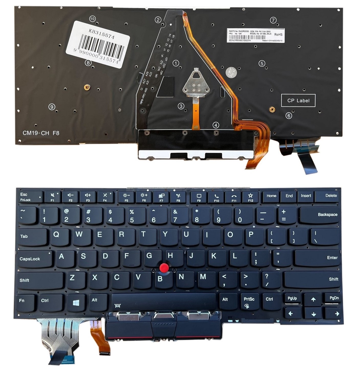 Näppäimistö LENOVO X1 Carbon Gen 8, with Trackpoint, with Backlight, US