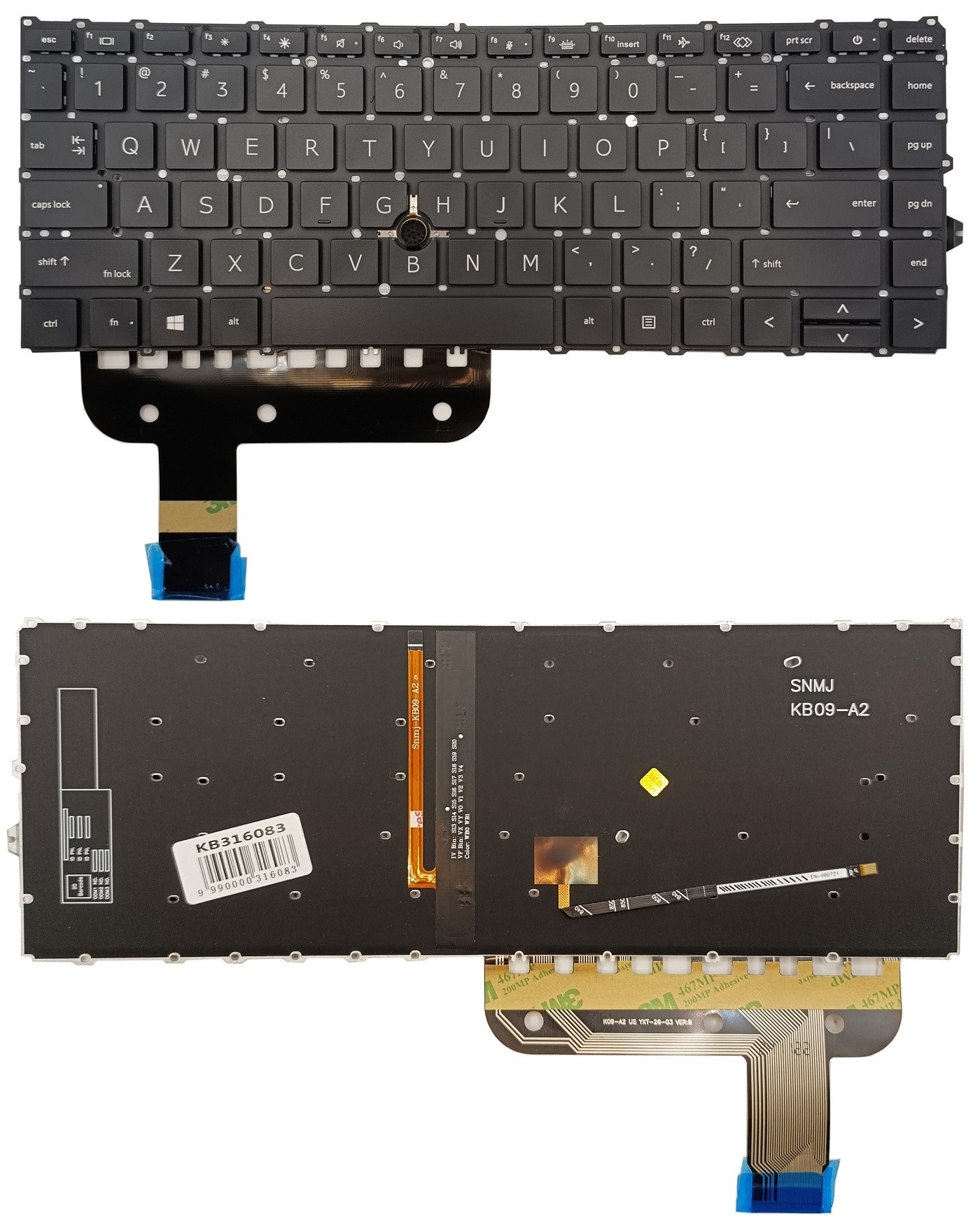 Keyboard HP EliteBook 845 G7, with backlight and trackpoint