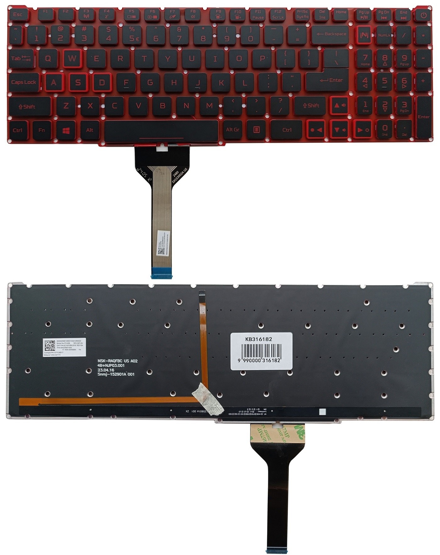 Näppäimistö ACER Nitro AN515-45, AN515-56, AN515-57, taustavalolla