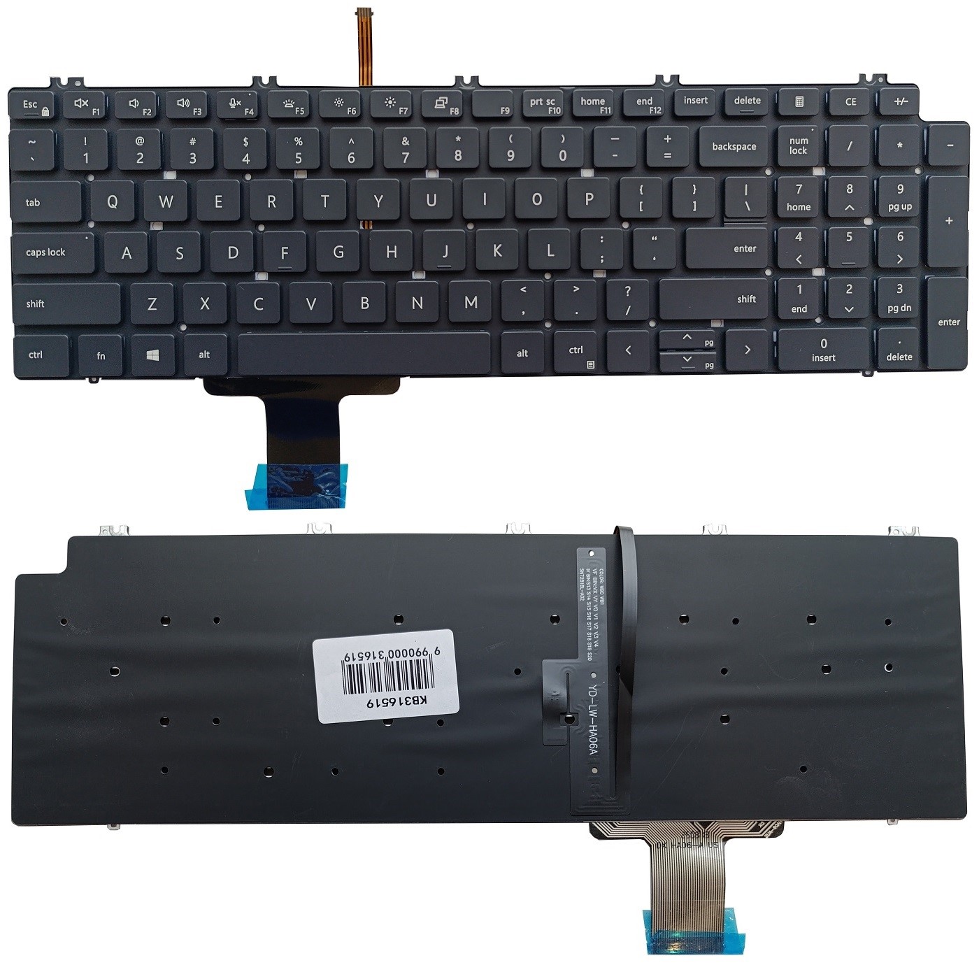 Näppäimistö DELL Precision 7550, 7560, 7750, 7760, with Backlight, US