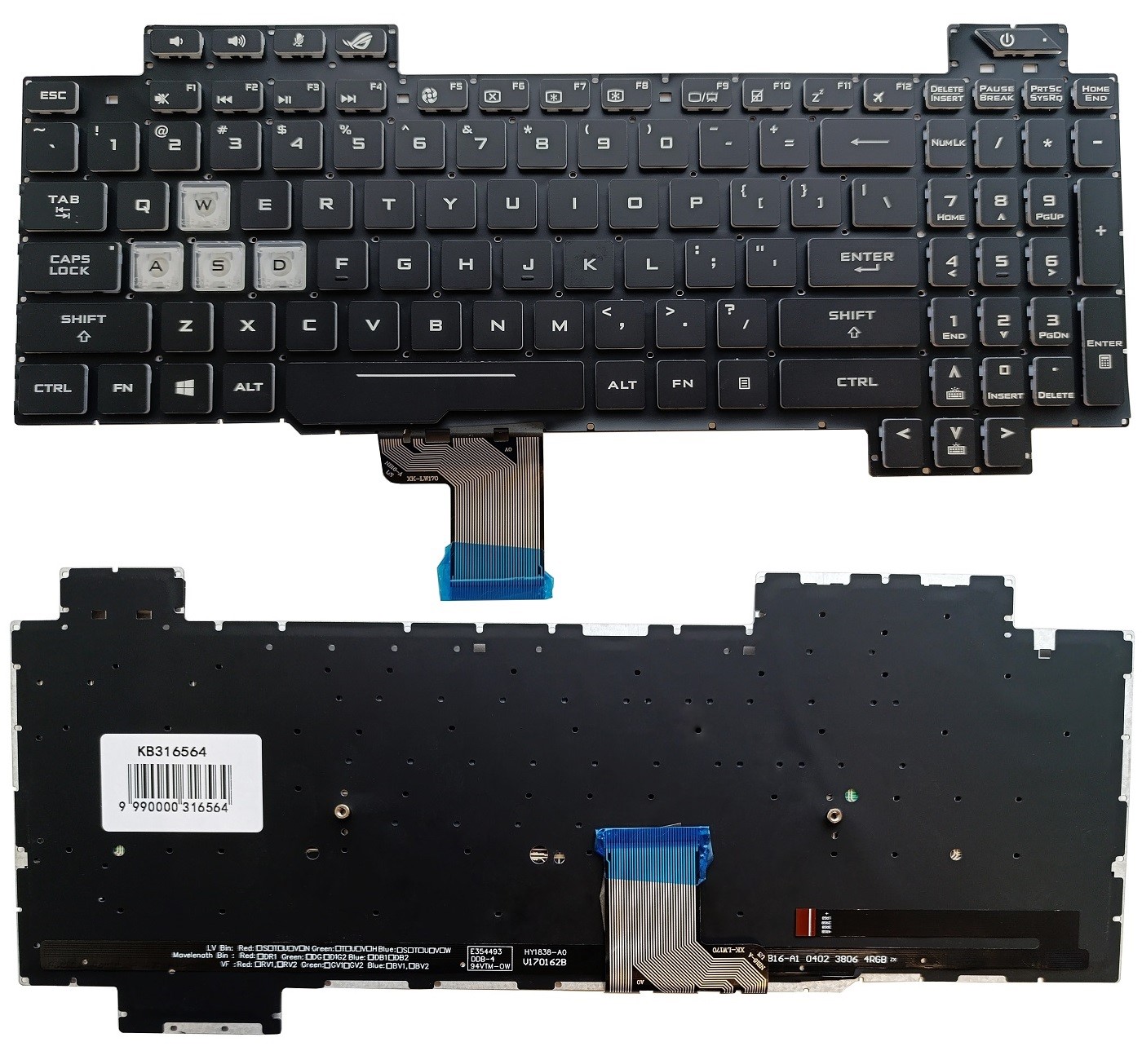 Näppäimistö ASUS Rog Strix Scar GL504, RGB-taustavalolla, US