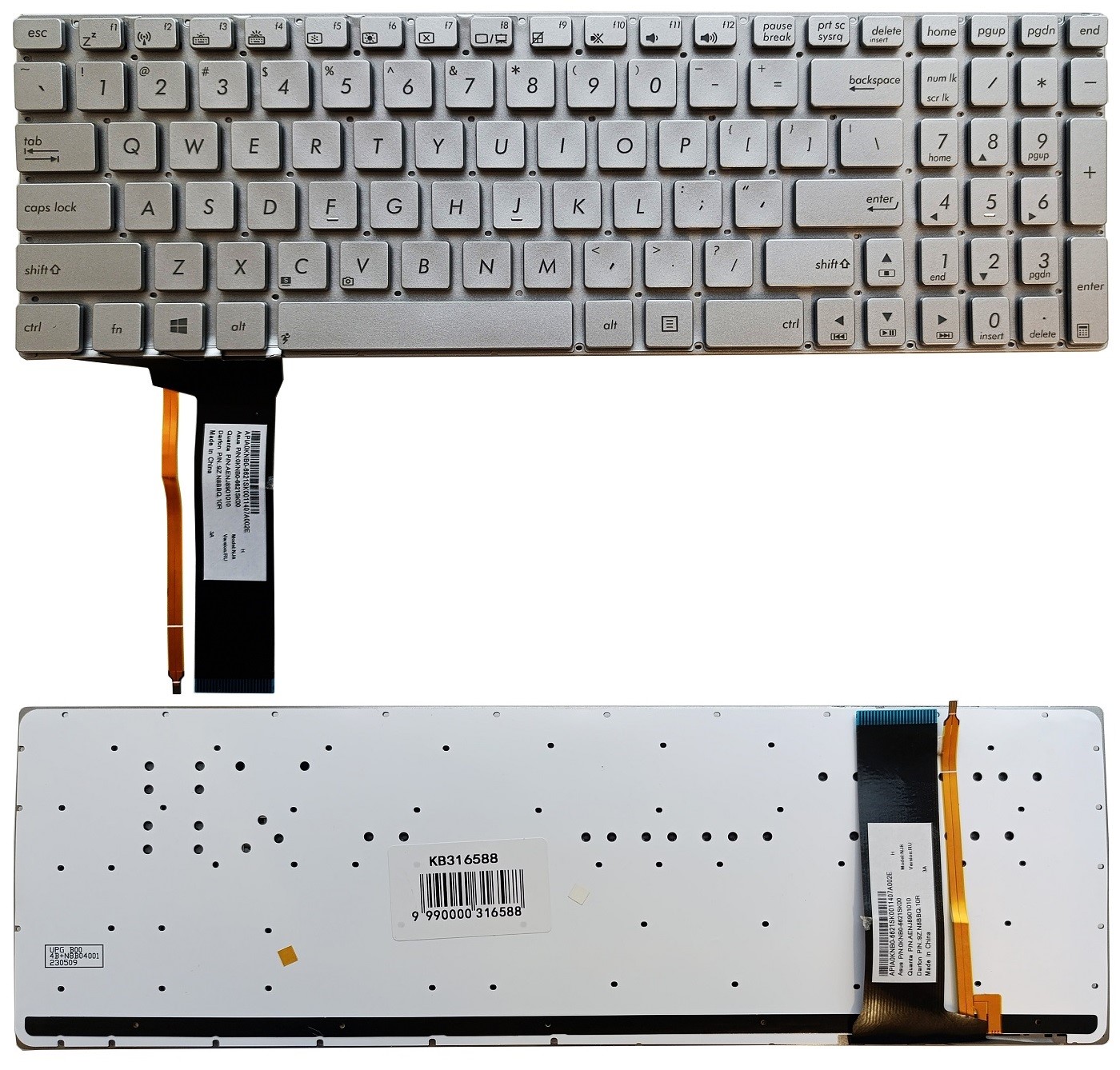 Näppäimistö ASUS N56, N76, N750, taustavalolla, US