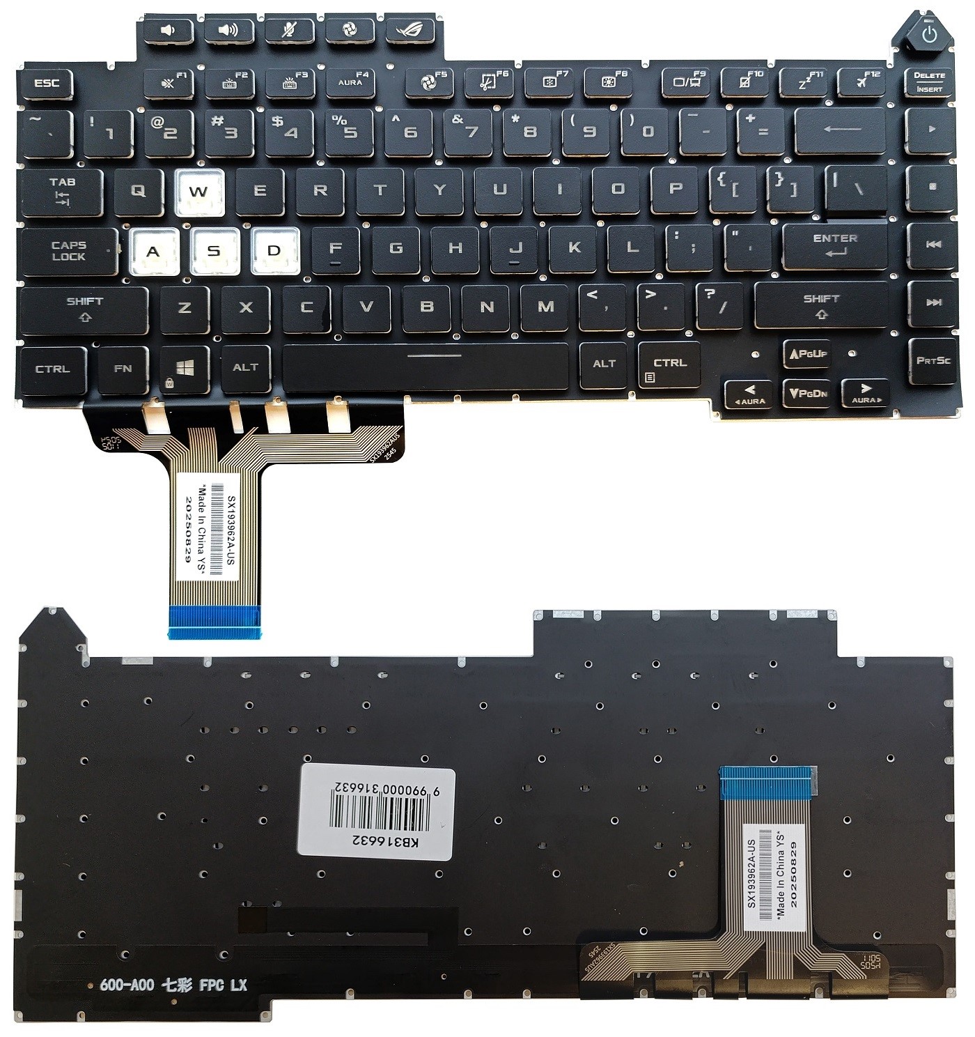 Näppäimistö ASUS G15 G513, G513Q, G533, RGB-taustavalolla, US