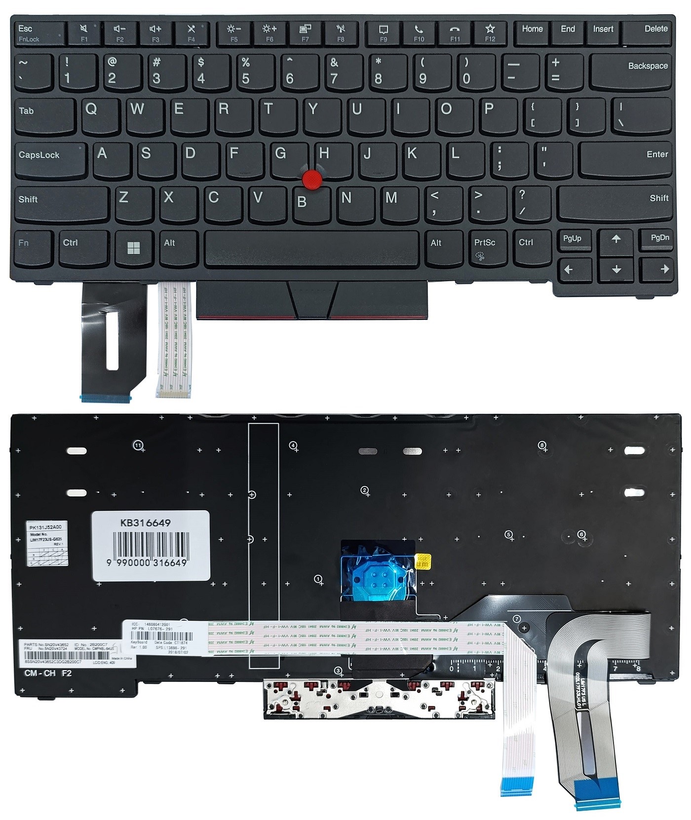 Näppäimistö LENOVO Thinkpad P14s, trackpointilla, US