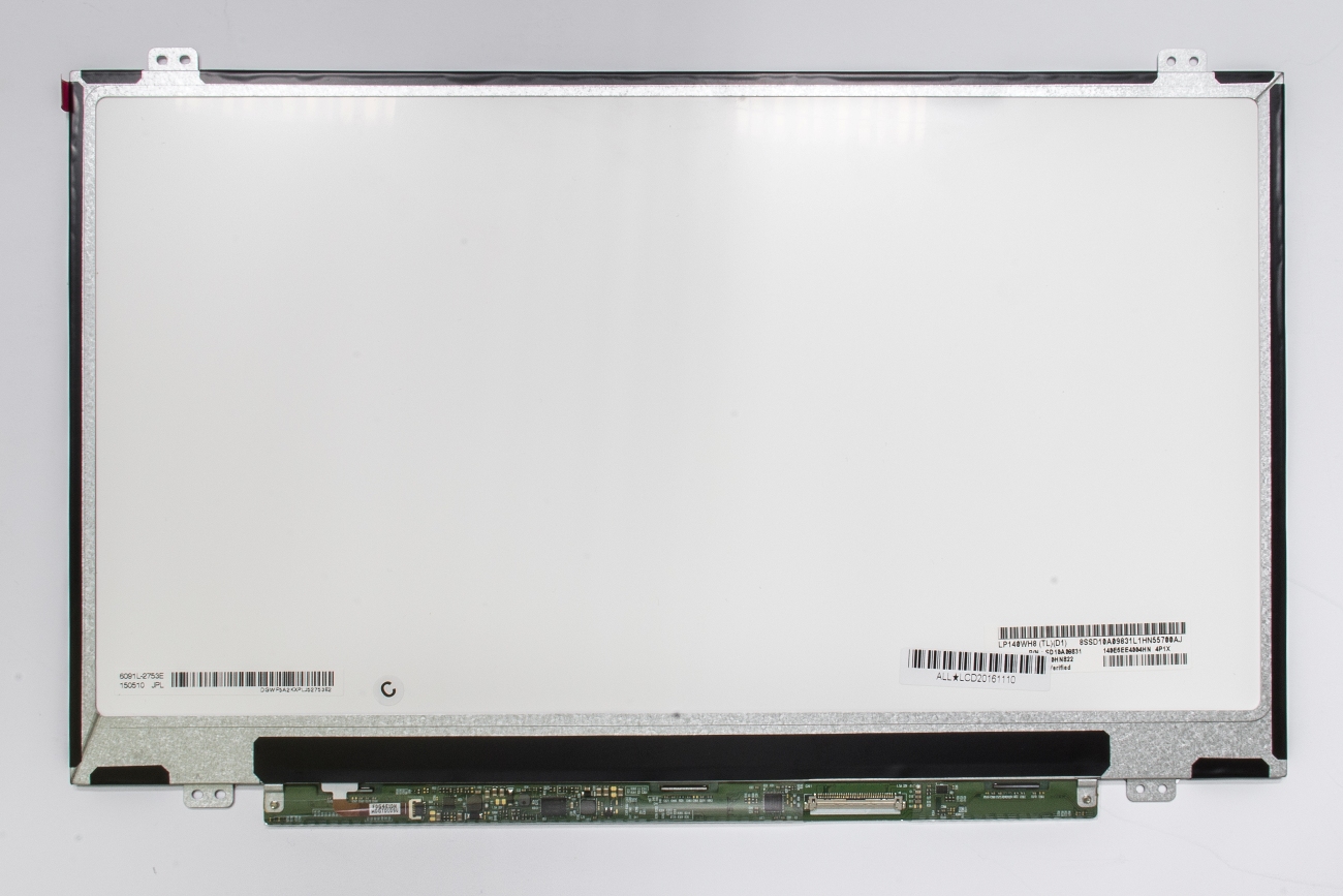 Kannettavan tietokoneen LCD-näyttö 14,0" 1366 x 768 HD, LED, SLIM, matta, 40pin (oikea), A+