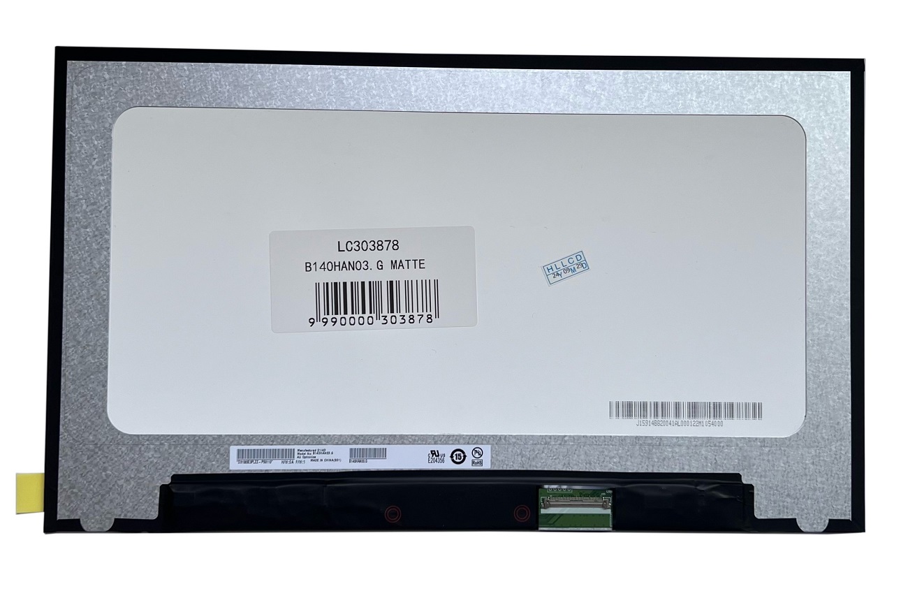 Kannettavan tietokoneen LCD-näyttö 14,0" 1920 x 1080 FHD, LED, SLIM, IPS, 60Hz, matta, 40pin (oikea), A+