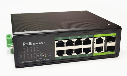 PoE-kytkin 8 porttia 100Mbps +2G uplink 2 SFP