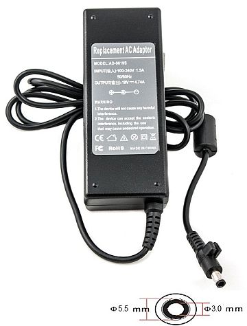 Kannettavan tietokoneen virtalähde SAMSUNG 90W: 19V, 4.74A