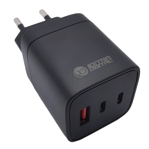 Laturi EXTRA DIGITAL GaN 2x USB Type-C, USB Type-A: 65W, PPS