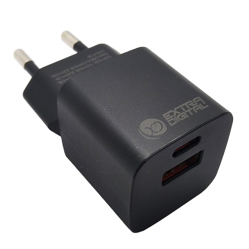 Laturi EXTRA DIGITAL GaN USB Type-C, USB Type-A: 30W, PPS