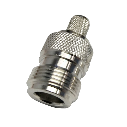 N-female puristusliitин RG6-kaapelille