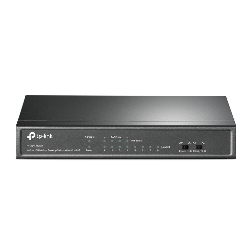TP-Link TL-SF1008LP -kytkin, pöytämalli, 8x 10/100Base-T, 4 PoE-porttia