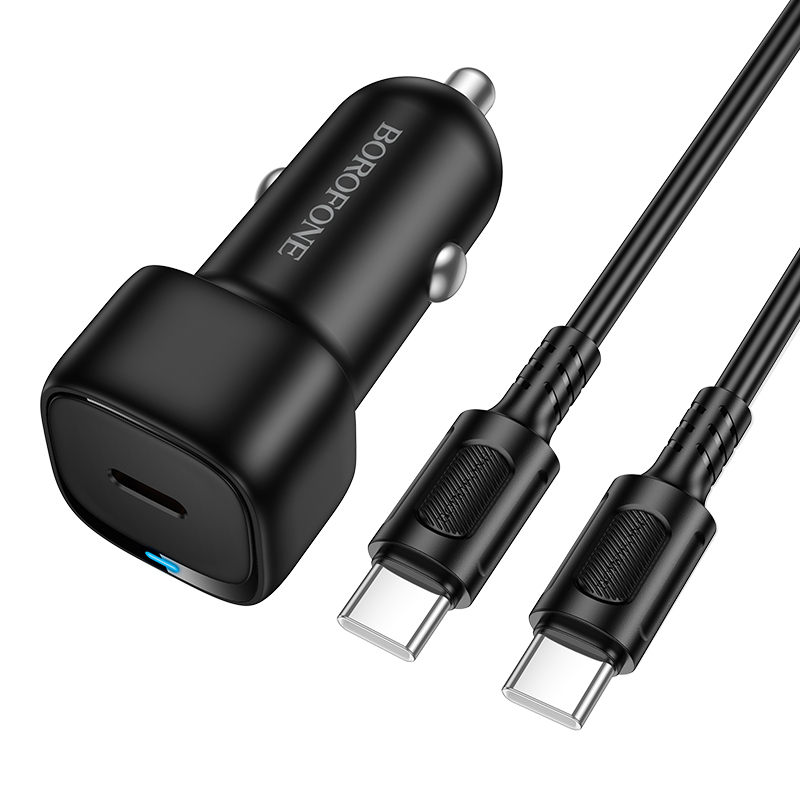 Borofone BZ34A Cloud -autolaturi - Type C - PD 20W ja Type C - Type C -kaapeli, musta