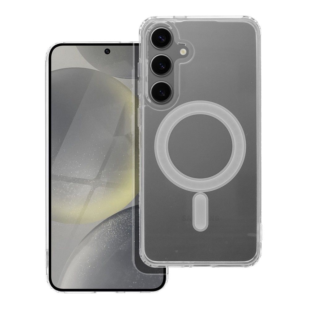 Suojakuori Samsung S24 PLUS:lle Clear Mag Cover (STR) yhteensopiva MagSafen kanssa läpinäkyvä