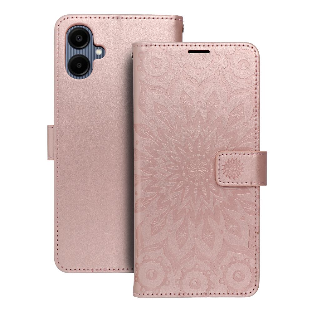 MEZZO Book Suojakuori Samsung A06:lle mandala rose gold