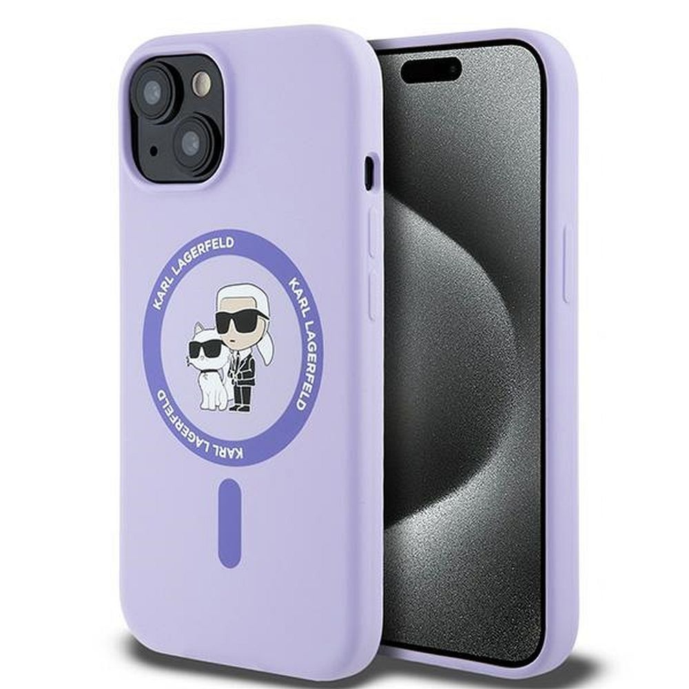 KARL LAGERFELD Silikoninen KC Body Ring MagSafe Suojakuori KLHMP15SSCMKCRHU iPhone 15:lle - Violetti