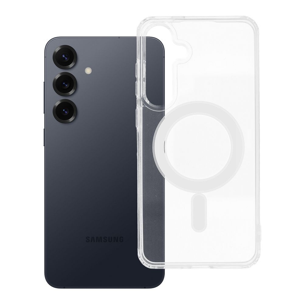 Suojakuori Samsung S25 PLUS:lle Clear Mag Cover (STR) yhteensopiva MagSafen kanssa läpinäkyvä