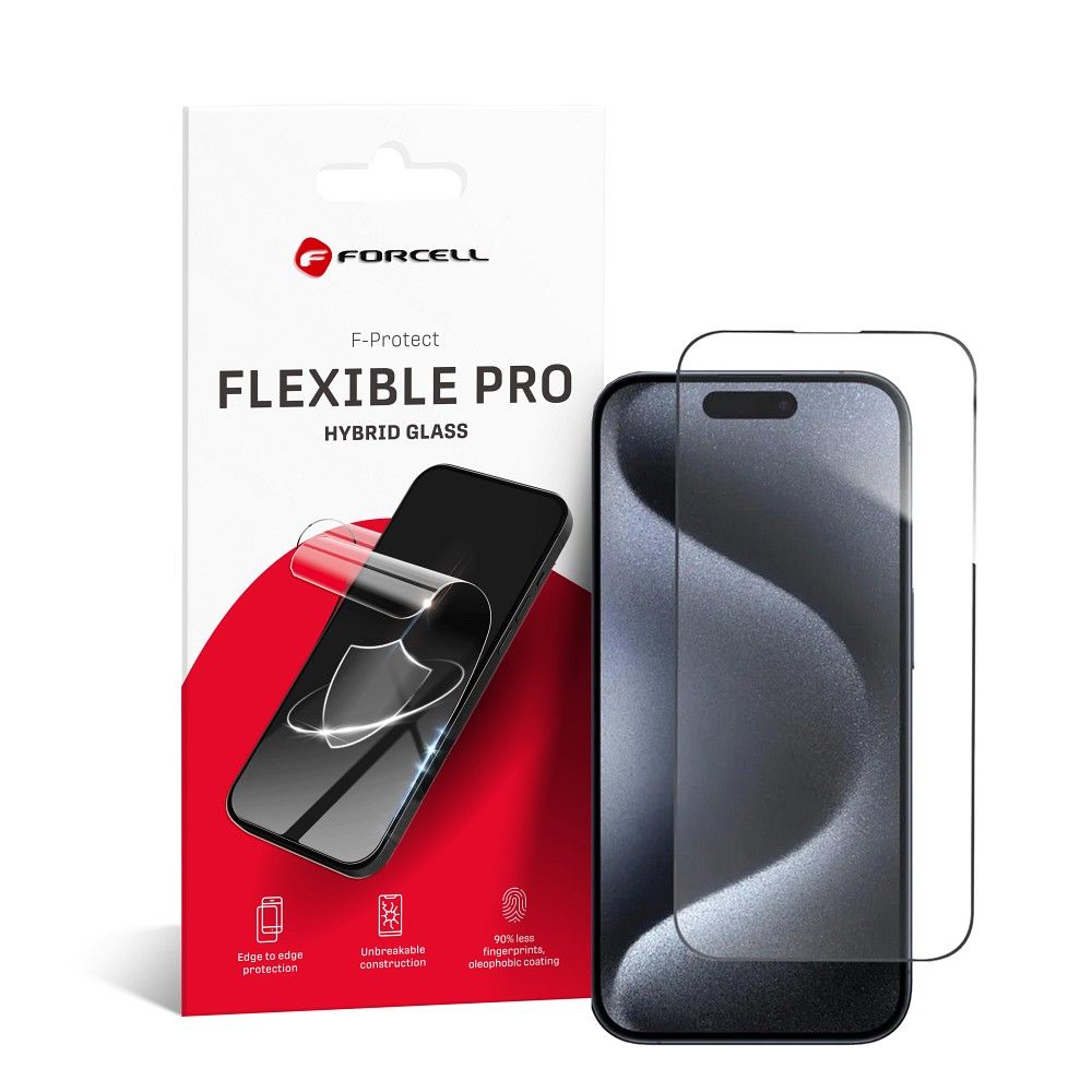 Forcell Flexible Nano Glass 5D suojalasi iPhone 15 Pro Max - musta