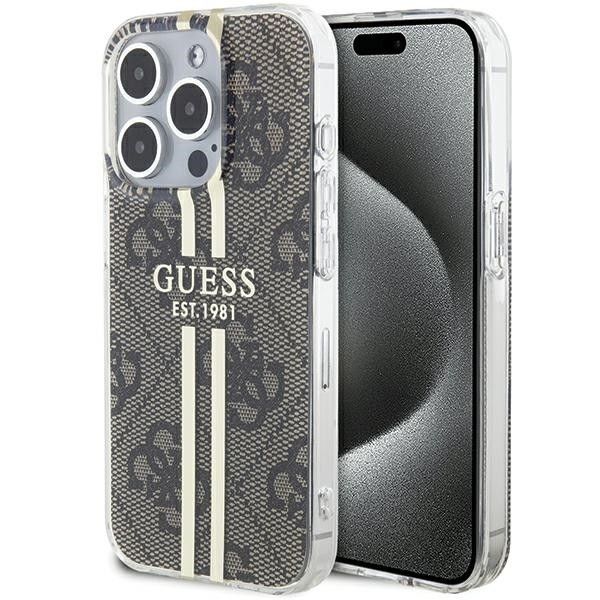 Guess suojakuori iPhone 15 Pro GUHCP15MH4PSEGW 4G Gold Stripe ruskea