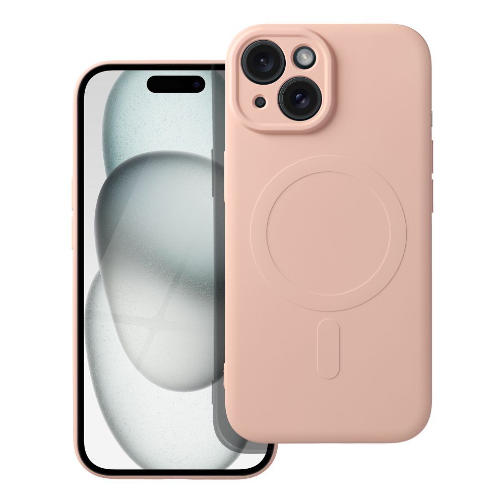Silikoninen Mag Cover iPhone 15:lle yhteensopiva MagSafen kanssa vaaleanpunainen