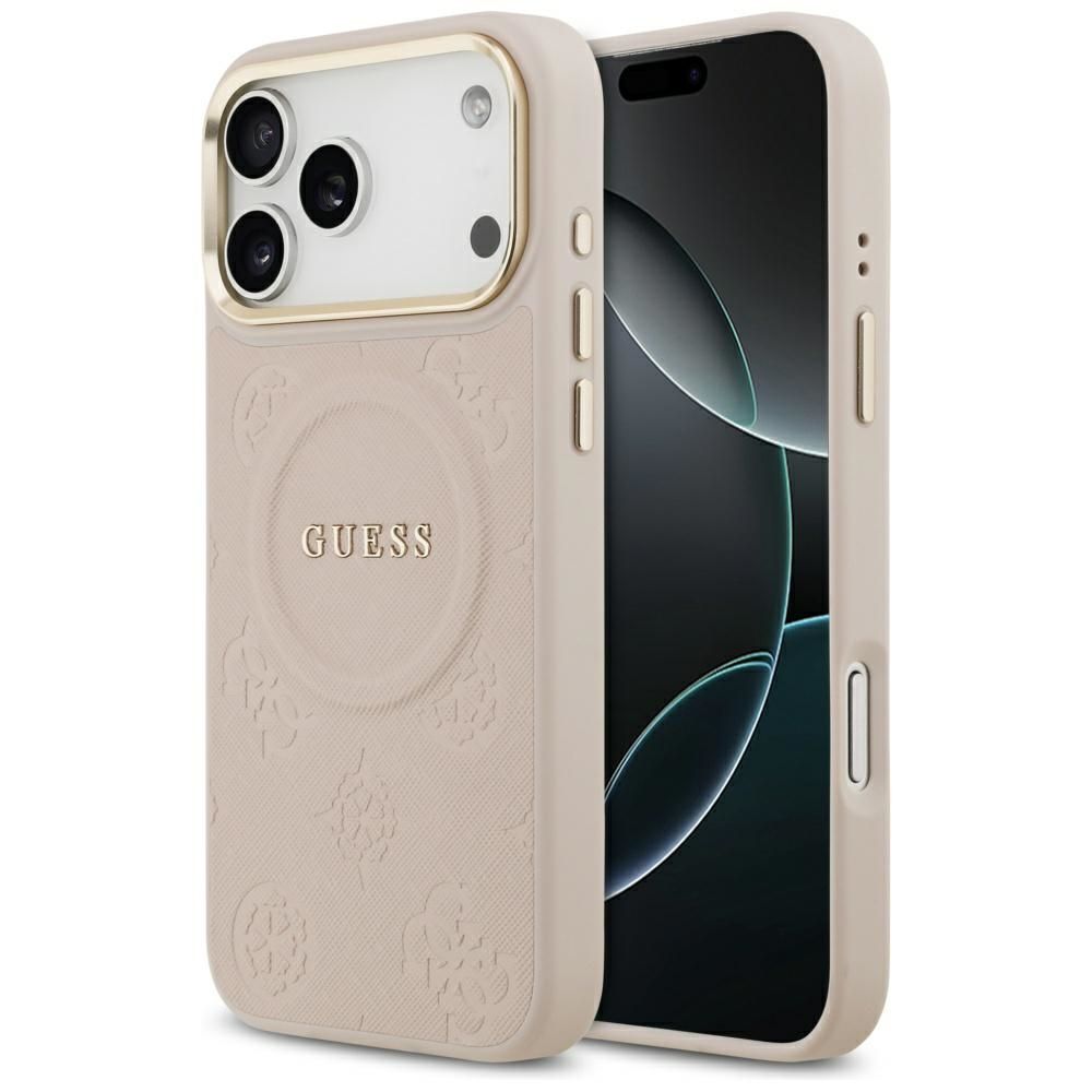 GUESS Suojakuori IPHONE 17 Pro Max MagSafe GUHMP17XPSAMSECP (PU W/ Peony Hot Stamp) vaaleanpunainen