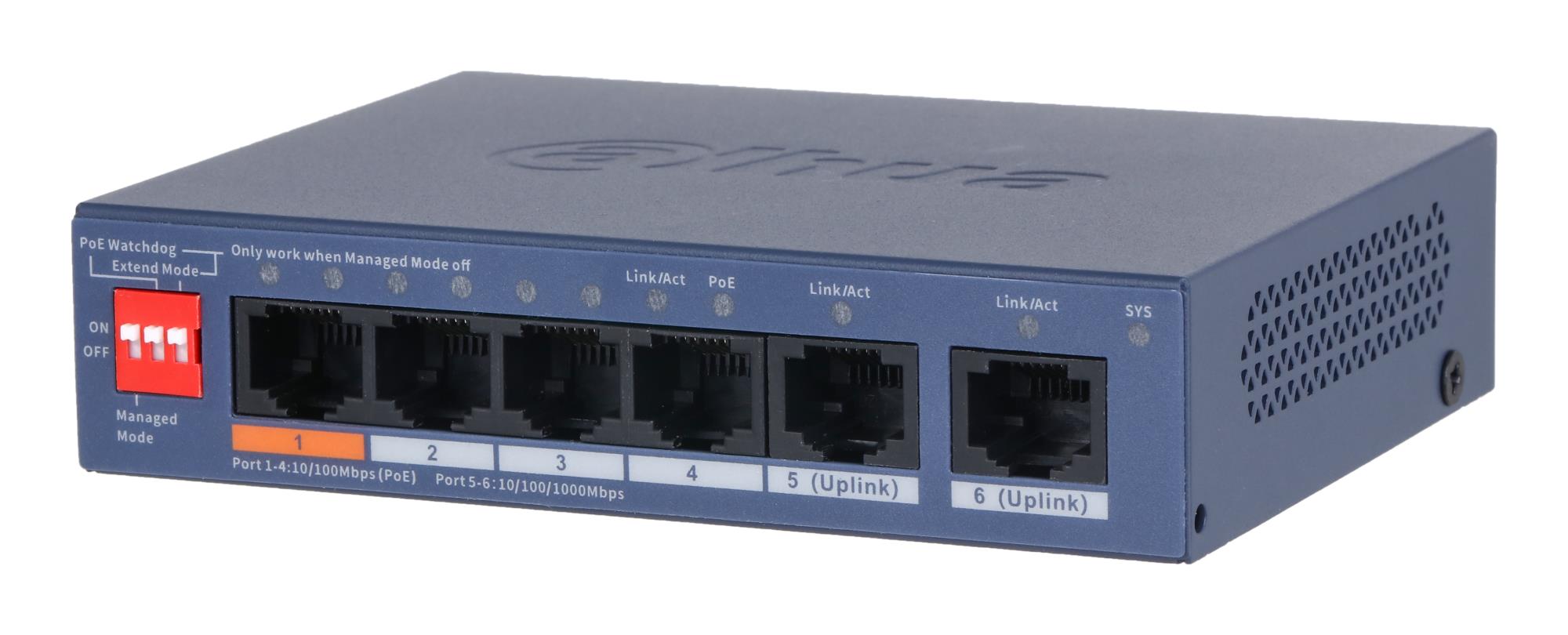 PoE-kytkin 100 Mbps 4+2G uplink CS4006-4ET2GT-60