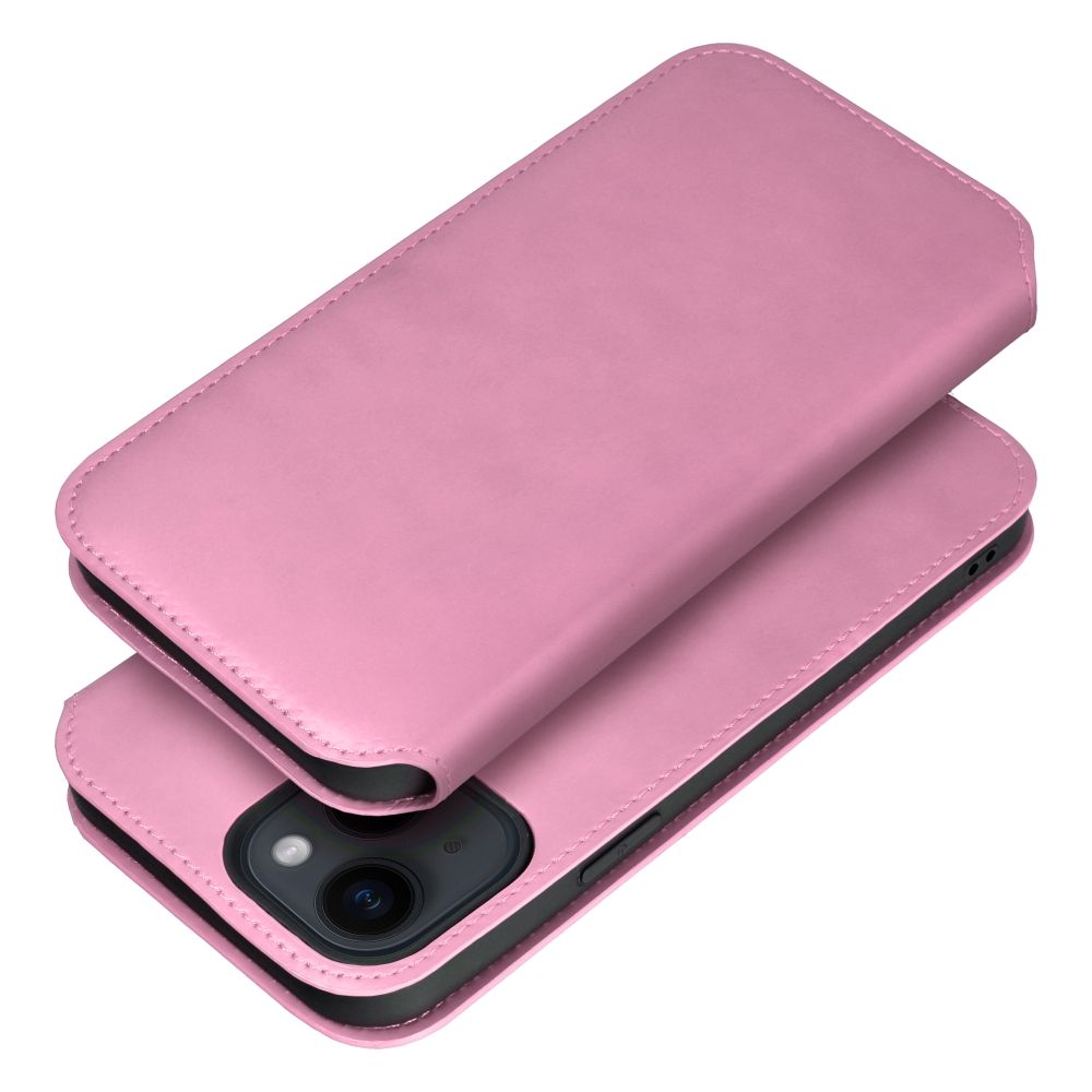 Flip-suojakuori iPhone 15 PLUS:lle Dual Pocket Book vaaleanpunainen