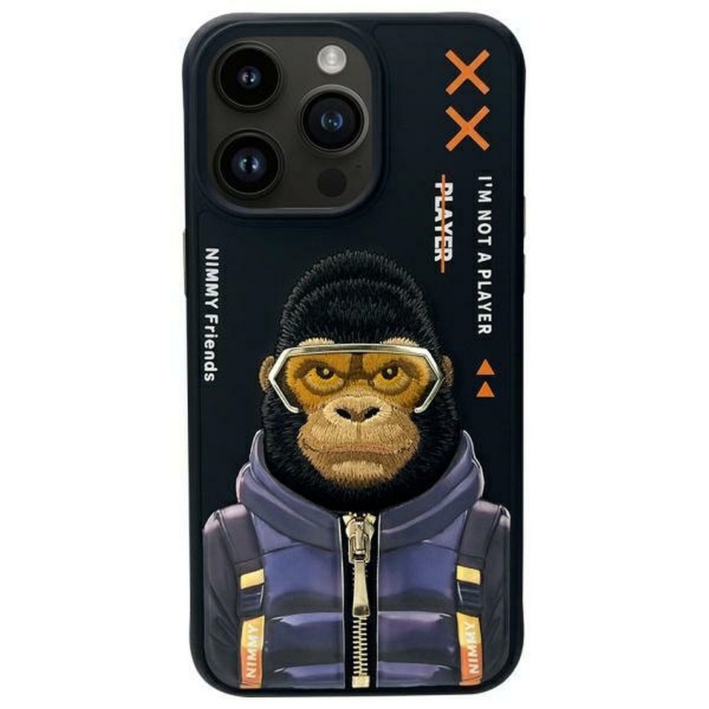 NIMMY Suojakuori COOL&CUTE 2.0 Monkey iPhone 15 Pro Max:lle - musta