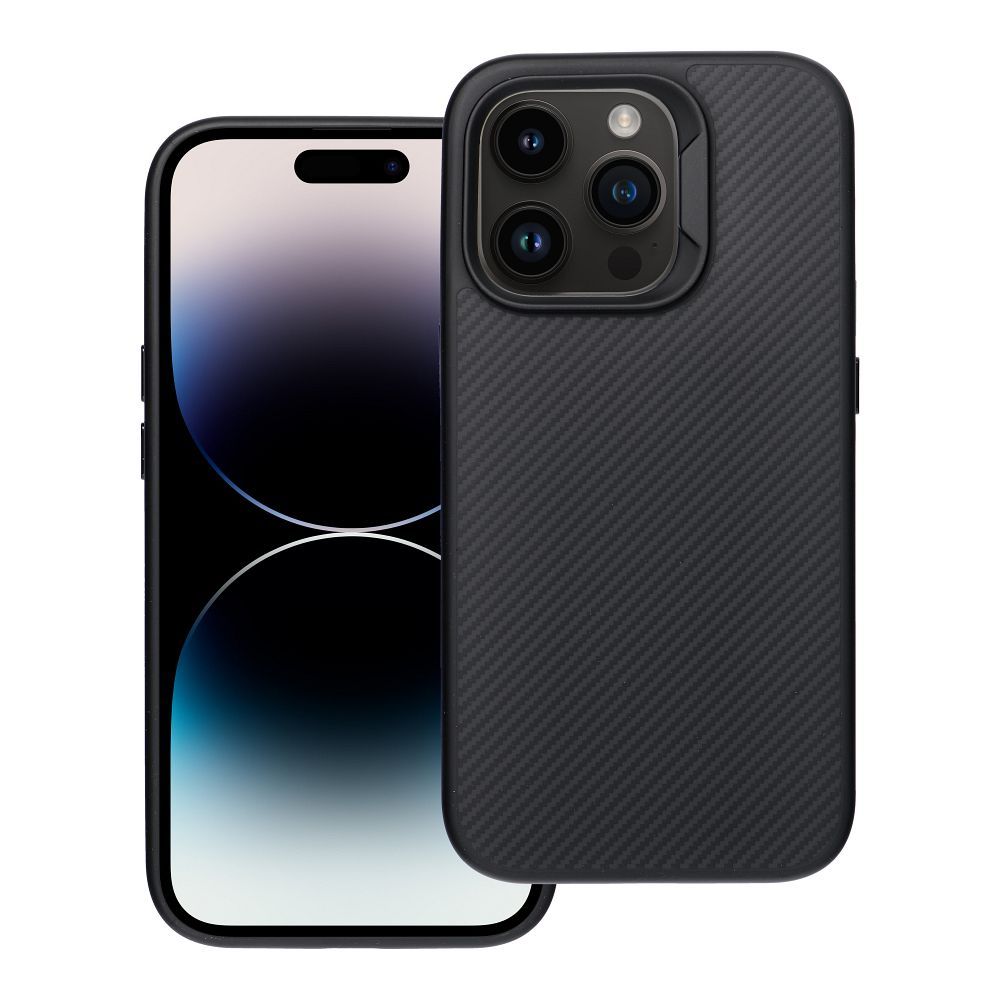 Case for iPhone 14 PRO Carbon Elite Mag Cover compatible with MagSafe black