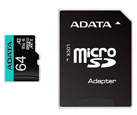 Muistikortti microSDXC 64GB sovittimella AUSDX64GUI3V30SA2-RA1 ADATA