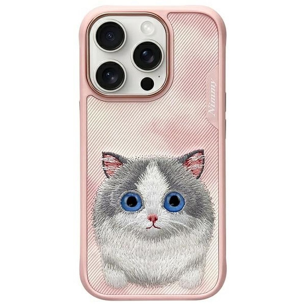 NIMMY Suojakuori BIG EYED PET 2.0 Cat iPhone 16 Pro:lle - vaaleanpunainen