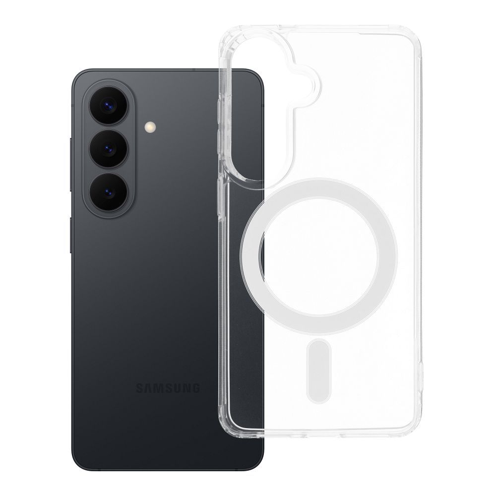 Suojakuori Samsung S26:lle Clear Mag Cover (STR) yhteensopiva MagSafen kanssa läpinäkyvä