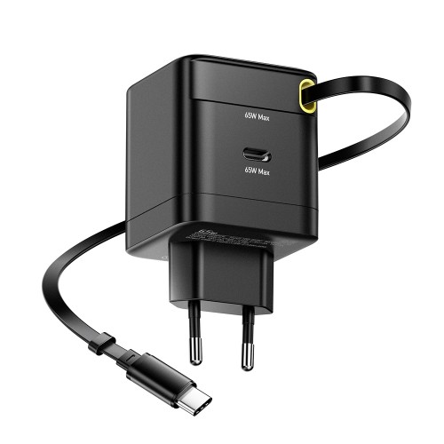Charger Essager "Ruizi" Black 65W (1xPD) + integrated Type-C cable
