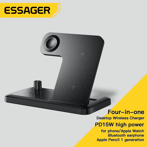 Wireless Charger Essager "JG 4in1" Black 15W (iPhone / Apple Watch / Airpods / Pencil)