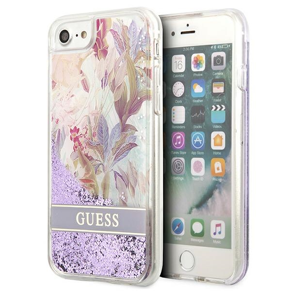 Arvaa kukka nestemäinen glitter kotelo iPhone SE 2022 / SE 2020 / 7 / 8 - lila