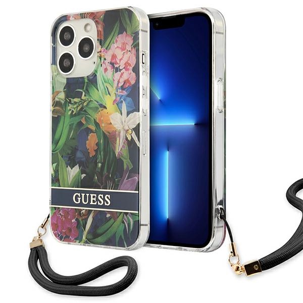 Guess GUHCP13LHFLSB iPhone 13 Pro / 13 6.1" sininen/sininen kovakotelo Kukkahihna
