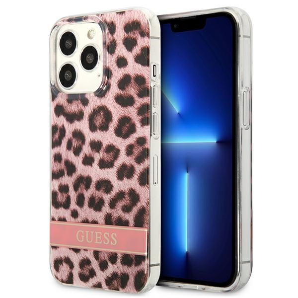 Guess GUHCP13LHSLEOP iPhone 13 Pro / 13 6.1" vaaleanpunainen/vaaleanpunainen kovakotelo Leopardi