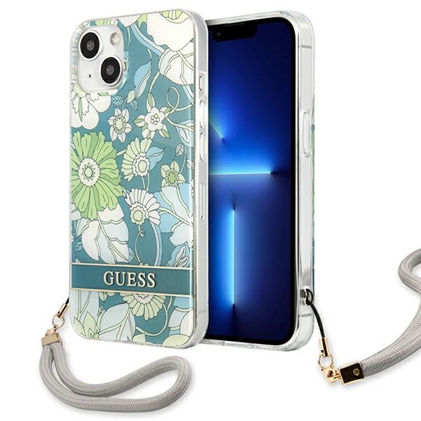 Guess GUHCP13SHFLSN iPhone 13 mini 5.4" vihreä/vihreä kovakotelo Kukkahihna