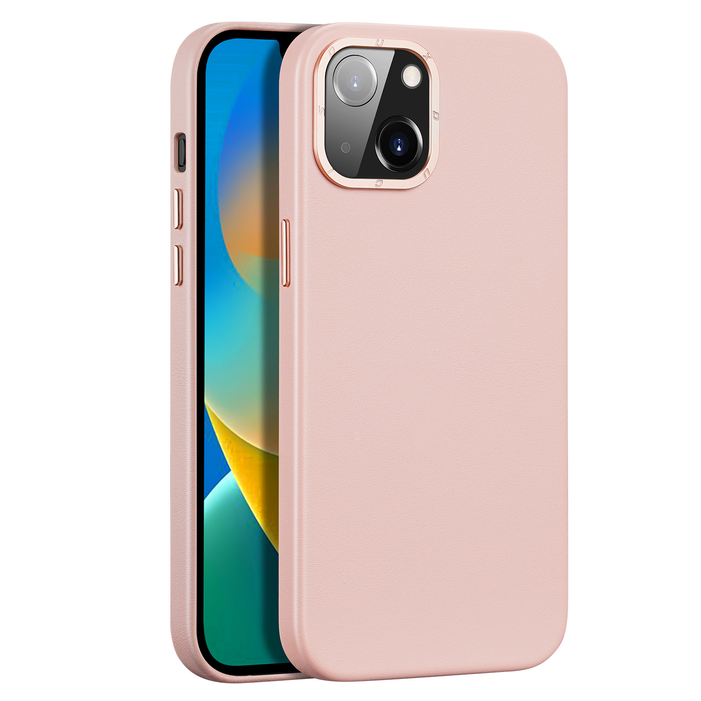 Dux Ducis Grit Nahkakotelo iPhone 14 Plus:lle Elegantti tekonahkakotelo (MagSafe-yhteensopiva) Vaaleanpunainen
