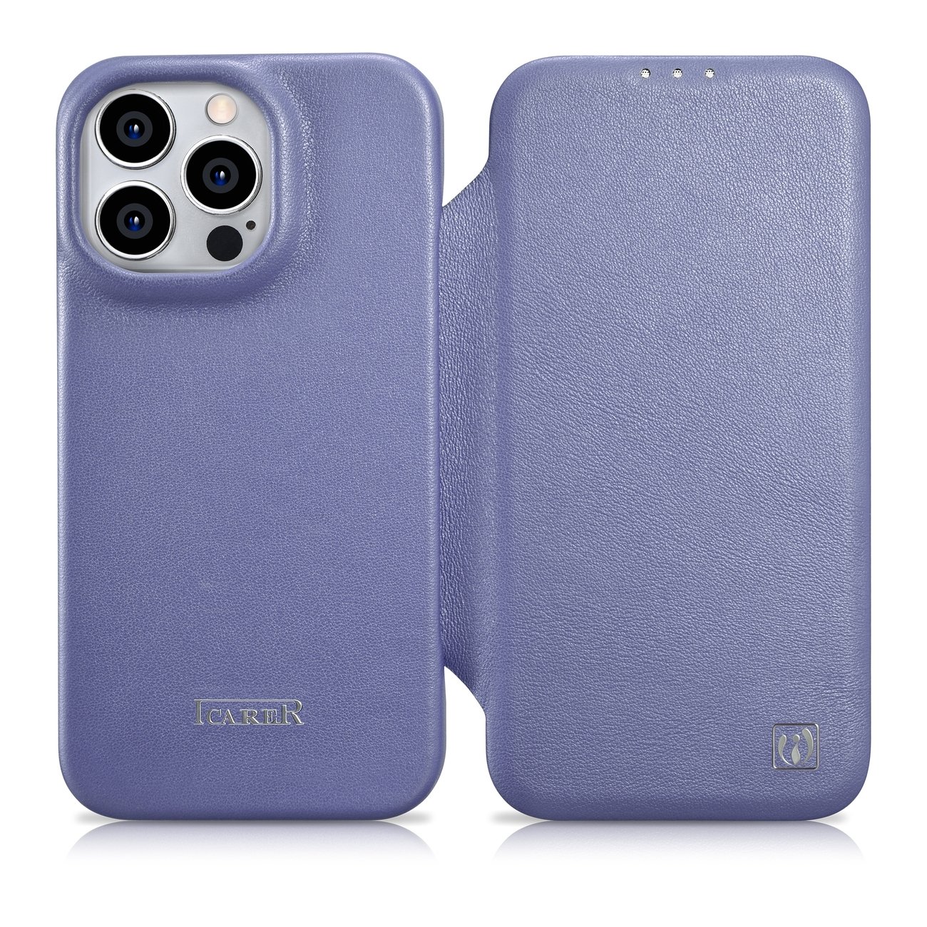 iCarer CE Premium Nahka Folio Case iPhone 14 Pro Max Magneettinen Flip Nahka Folio Case MagSafe Light Purple (WMI14220716-LP)