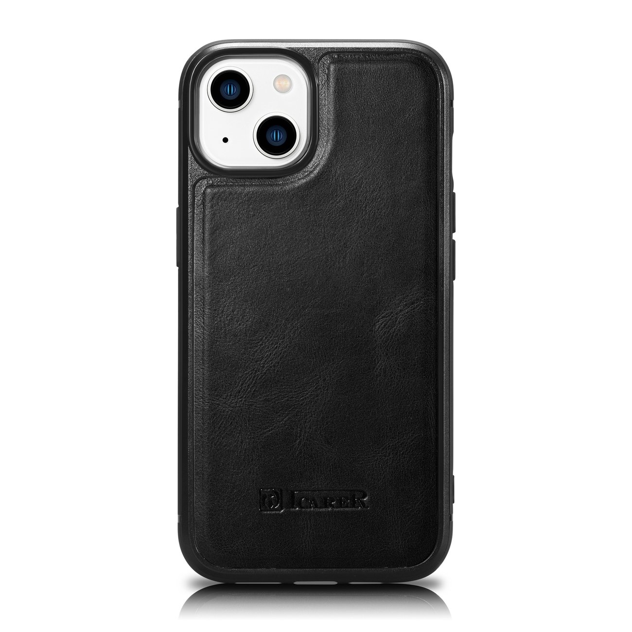 iCarer Nahka Öljyvaha kotelo päällystetty luonnon nahkaa iPhone 14 Plus musta (WMI14220719-BK)