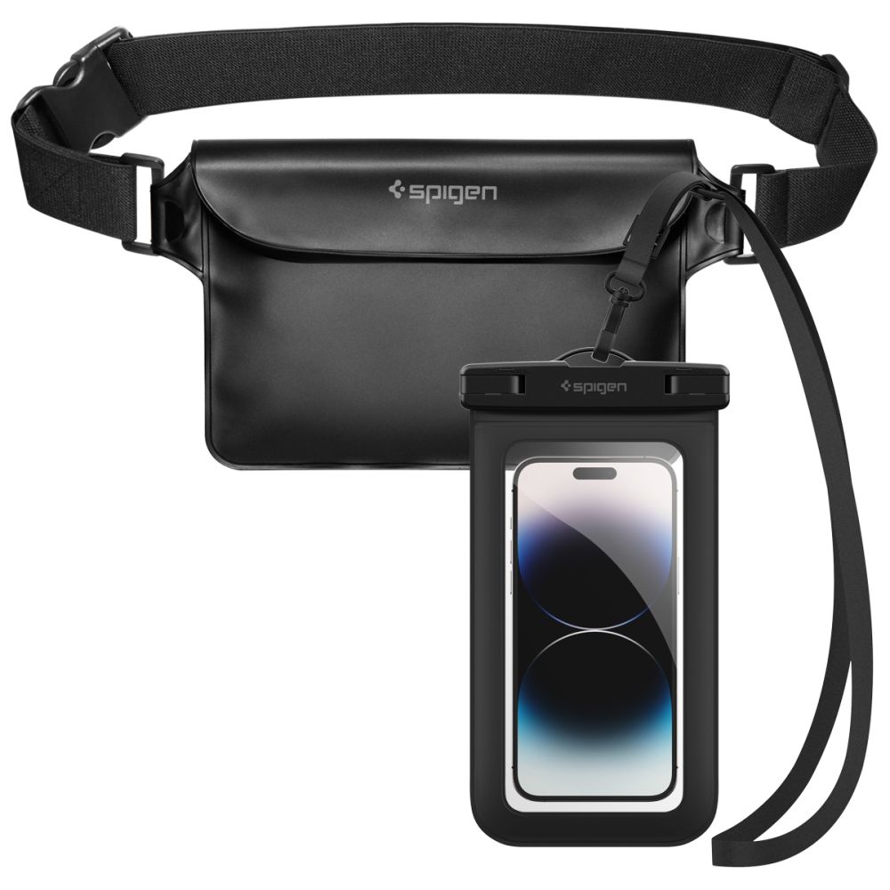 Spigen Aqua Shield A621 Vedenpitävä lantiolaukku + kelluva kotelo - Musta